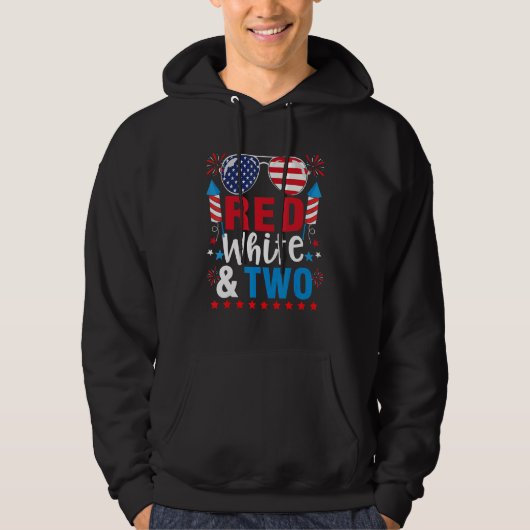 Rood Wit & Twee 2e verjaardag 4 juli jongens kind Hoodie (Voorkant)