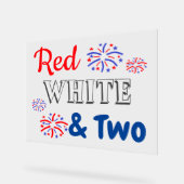 Rood Wit & Twee 2e Verjaardag Acryl Bord (Hoek)