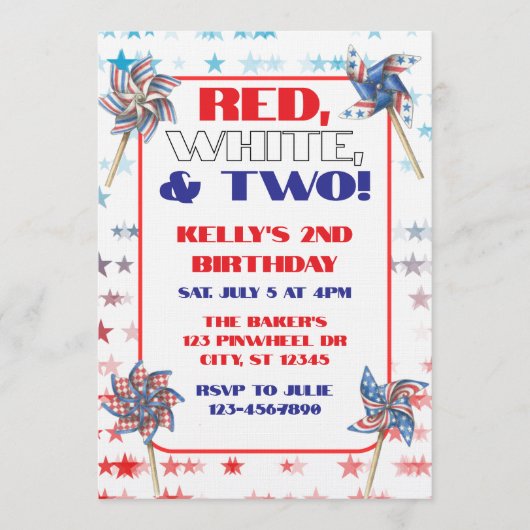 Rood, Wit, & Twee, 2e Verjaardag Kaart (Voorkant)
