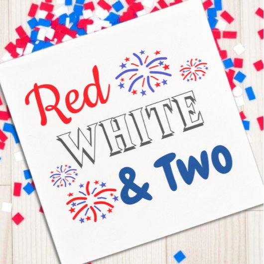 Rood Wit & Twee 2e verjaardag Servet
