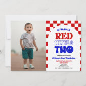 Rood Wit & Twee 4 juli 2 Verjaardagsfeest Kaart (Voorkant)