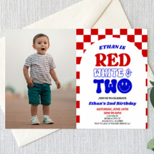 Rood Wit & Twee 4 juli 2 Verjaardagsfeest Kaart