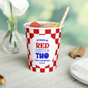 Rood Wit & Twee 4 juli 2 Verjaardagsfeest Papieren Bekers