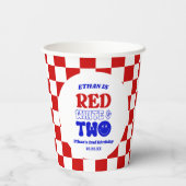 Rood Wit & Twee 4 juli 2 Verjaardagsfeest Papieren Bekers (Achterkant)