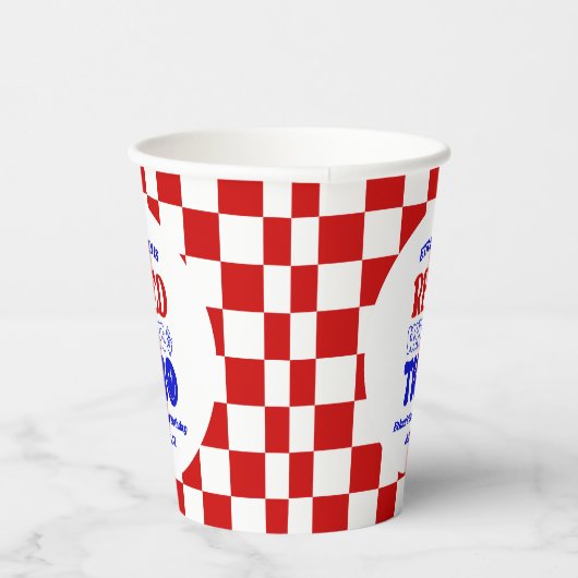 Rood Wit & Twee 4 juli 2 Verjaardagsfeest Papieren Bekers (Rechts)