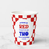 Rood Wit & Twee 4 juli 2 Verjaardagsfeest Papieren Bekers (Voorkant)