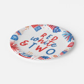 Rood, Wit & Twee 4 juli 2 Verjaardagsfeest Papieren Bordje (Gekanteld)