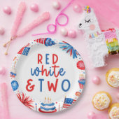 Rood, Wit & Twee 4 juli 2 Verjaardagsfeest Papieren Bordje (Feest)
