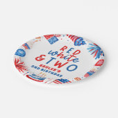 Rood, Wit & Twee 4 juli 2 Verjaardagsfeest Papieren Bordje (Gekanteld)