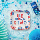 Rood, Wit & Twee 4 juli 2 Verjaardagsfeest Papieren Bordje (Feest)
