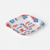 Rood, Wit & Twee 4 juli 2 Verjaardagsfeest Papieren Bordje (Gebogen)