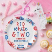 Rood, Wit & Twee 4 juli 2 Verjaardagsfeest Papieren Bordje (Feest)