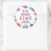 Rood, Wit & Twee 4 juli 2 Verjaardagsfeest Ronde Sticker (Tas)