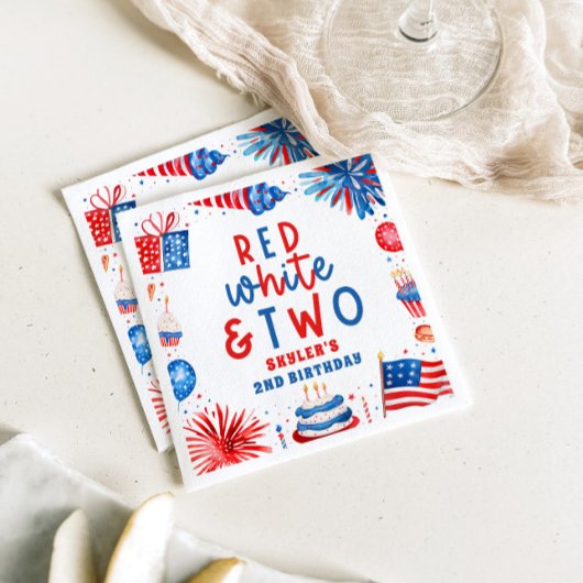 Rood Wit & Twee 4 juli 2 Verjaardagsfeest Servet