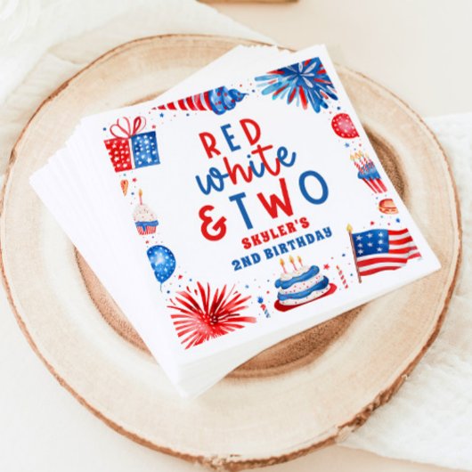 Rood Wit & Twee 4 juli 2 Verjaardagsfeest Servet