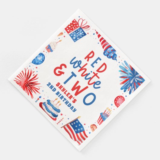 Rood Wit & Twee 4 juli 2 Verjaardagsfeest Servet (Hoek)