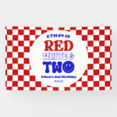 Rood Wit & Twee 4 juli 2 Verjaardagsfeest Spandoek (Horizontaal)