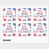 Rood, Wit & Twee 4 juli 2 Verjaardagsfeest Vierkante Sticker (Vel)
