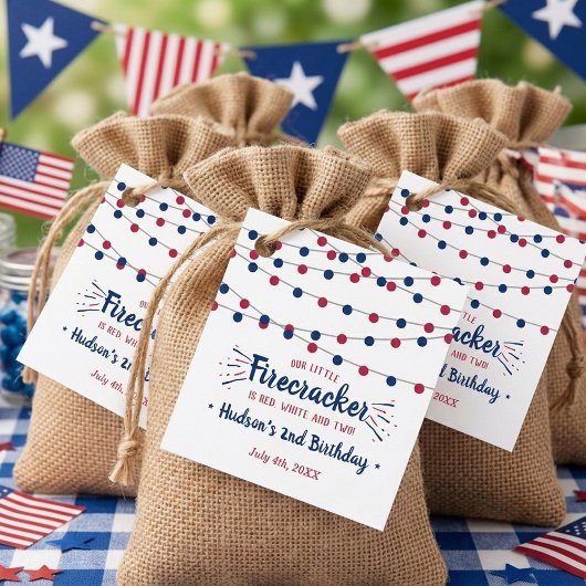 Rood, Wit & Twee! 4 juli 2e verjaardag Bedankjes Labels