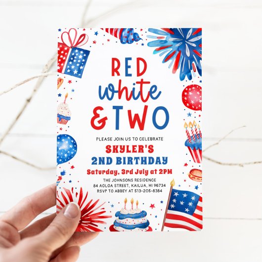 Rood, Wit & Twee 4 juli 2e verjaardagsfeestje Kaart