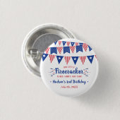 Rood, Wit & Twee! 4 juli 2e verjaardagsfeestje Ronde Button 3,2 Cm (Voorkant /achterkant)