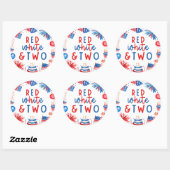 Rood, Wit & Twee 4 juli 2e verjaardagsfeestje Ronde Sticker (Vel)