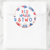 Rood, Wit & Twee 4 juli 2e verjaardagsfeestje Ronde Sticker (Tas)