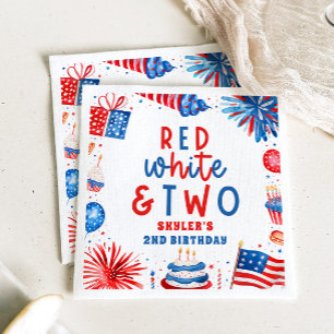 Rood Wit & Twee 4 juli 2e Verjaardagsfeestje Servet