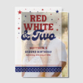 Rood, Wit & Twee 4 juli 2e verjaardagsfeestje Vellum Uitnodigingen (Offset (Koppel))