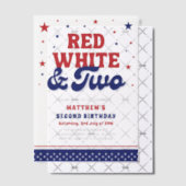 Rood, Wit & Twee 4 juli 2e verjaardagsfeestje Vellum Uitnodigingen (Offset (Uitnodiging))