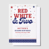 Rood, Wit & Twee 4 juli 2e verjaardagsfeestje Vellum Uitnodigingen (Offset)