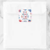 Rood, Wit & Twee 4 juli 2e verjaardagsfeestje Vierkante Sticker (Tas)