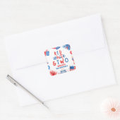 Rood, Wit & Twee 4 juli 2e verjaardagsfeestje Vierkante Sticker (Envelop)