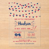 Rood, Wit & Twee! 4 juli 2e verluisterdag feestje Acryl Uitnodigingen (Voorkant)