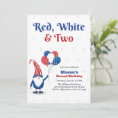 Rood, Wit & Twee 4 juli Kinder 2e verjaardag Kaart (Staand voorkant)