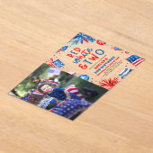 Rood, Wit & Twee 4th Juli 2nd Foto Verjaardagsfees Acryl Uitnodigingen (Laagn)