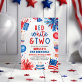 Rood, Wit & Twee 4th Juli 2nd Foto Verjaardagsfees Kaart