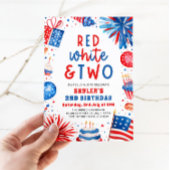 Rood, Wit & Twee 4th Juli 2nd Foto Verjaardagsfees Kaart