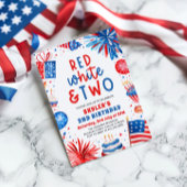 Rood, Wit & Twee 4th Juli 2nd Foto Verjaardagsfees Kaart