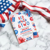 Rood, Wit & Twee 4th Juli 2nd Foto Verjaardagsfees Kaart