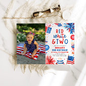 Rood, Wit & Twee 4th Juli 2nd Foto Verjaardagsfees Kaart