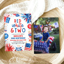 Rood, Wit & Twee 4th Juli 2nd Foto Verjaardagsfees