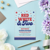 Rood, Wit & Twee 4th Juli 2nd Verjaardagsfeest Acryl Uitnodigingen (Insitu (Huwelijk))