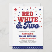 Rood, Wit & Twee 4th Juli 2nd Verjaardagsfeest Kaart (Voorkant)