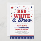 Rood, Wit & Twee 4th Juli 2nd Verjaardagsfeest Kaart (Voorkant)