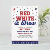 Rood, Wit & Twee 4th Juli 2nd Verjaardagsfeest Kaart (Staand voorkant)