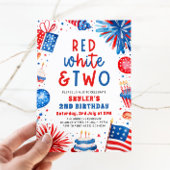 Rood, Wit & Twee 4th Juli 2nd Verjaardagsfeest Kaart