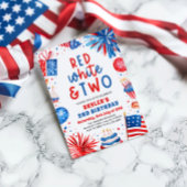 Rood, Wit & Twee 4th Juli 2nd Verjaardagsfeest Kaart