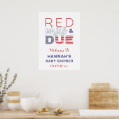 Rood Wit & Twee Babyshower Feest Welkom Poster (Keuken)