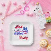 Rood Wit & Twee Douane 2de Verjaardagspapier Borde Papieren Bordje (Feest)